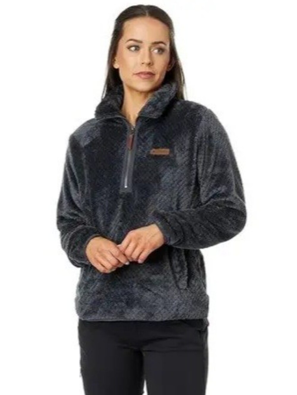 Columbia Fire Side Quarter Zip Gray Sherpa Fleece Pullover
